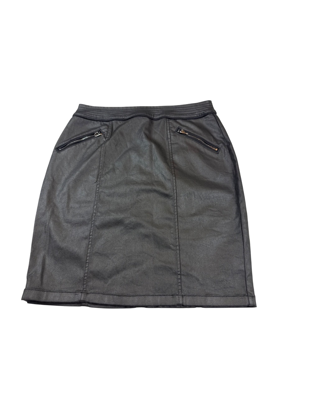 White House Black Market Womens Black Skirt Size 6 With Zipper Accents (KK389)